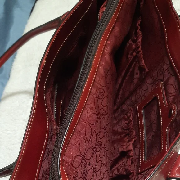 Fossil Deep Red Leather Vintage Business Tote Bag - Picture 4 of 12